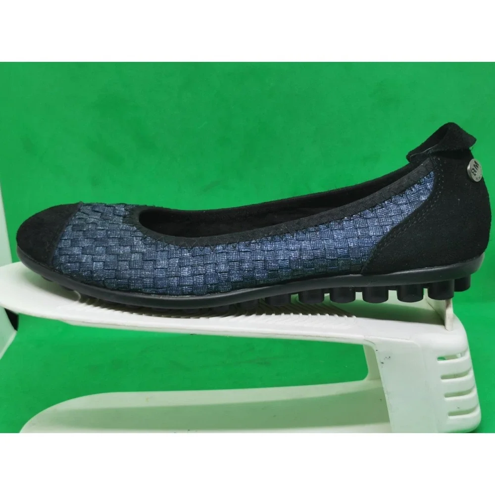 Bernie Mev Bella Me Womens EU 38 US 7 Ballet Flats Black Woven Cap Toe Comfort